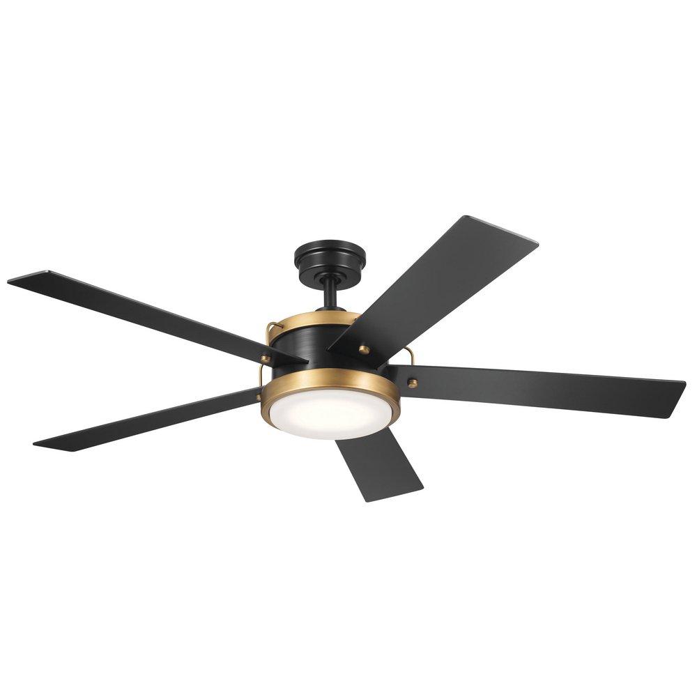 Kichler Lighting Salvo 56 in. 5-Blade Indoor or Outdoor Ceiling Fan in Satin Black