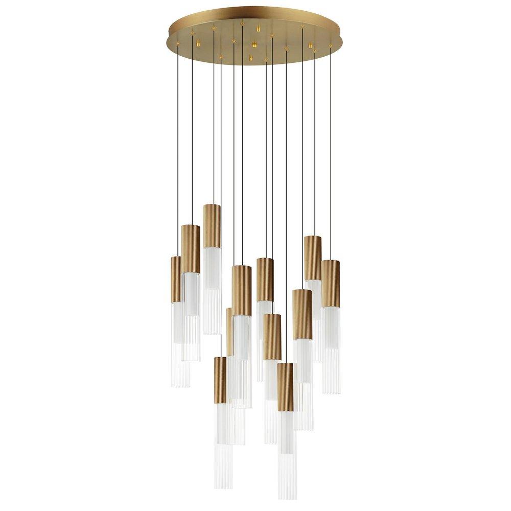 ET2 Lighting Reeds 60W 12-Light Integrated LED Pendant Light in Gold