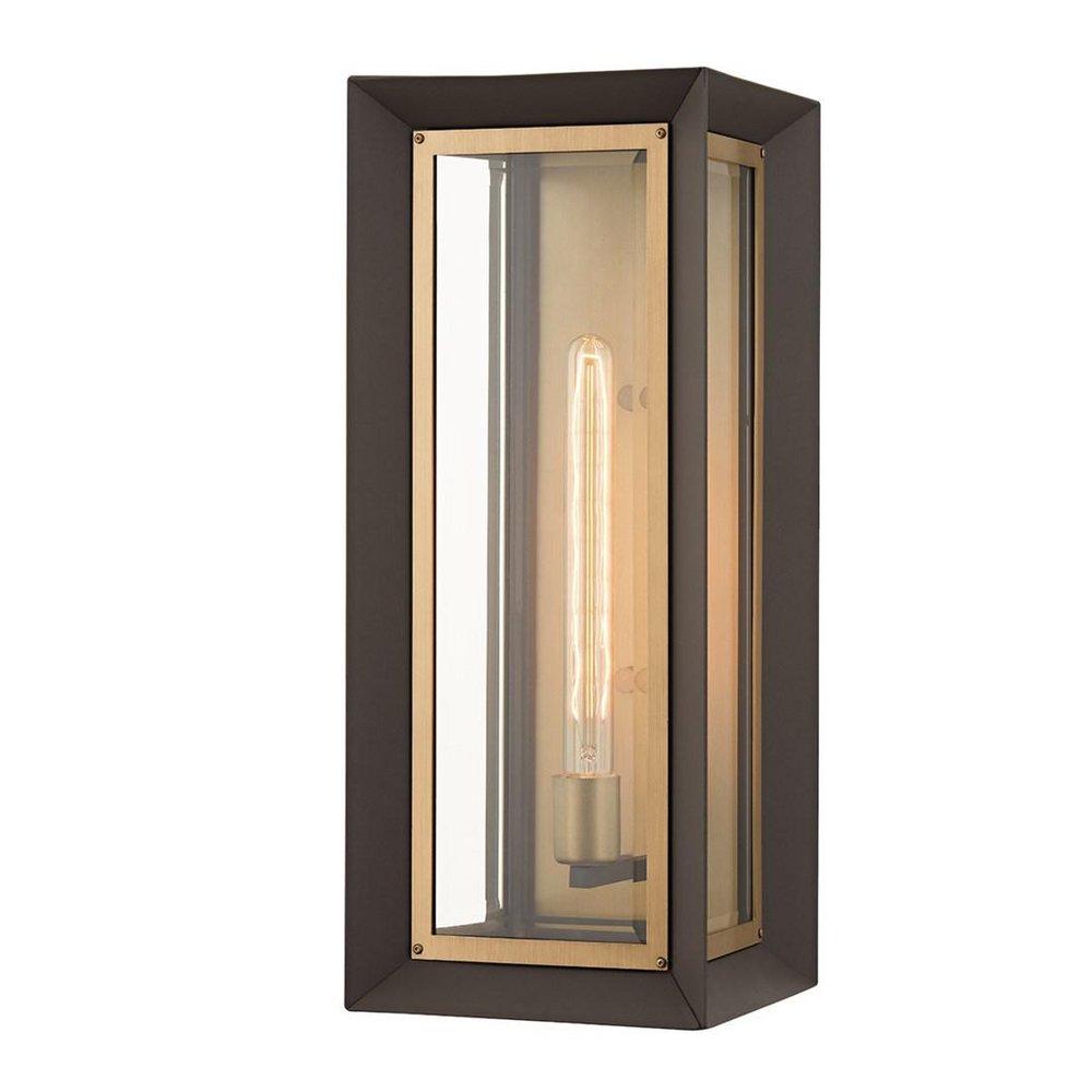Troy Lighting Lowry 75W 1-Light 21 in. Outdoor Wall Sconce in Patina Brass with Textured Bronze