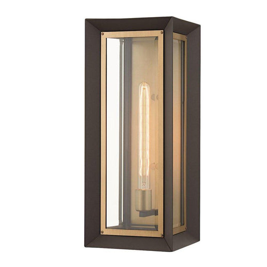 Troy Lighting Lowry 75W 1-Light 21 in. Outdoor Wall Sconce in Patina Brass with Textured Bronze