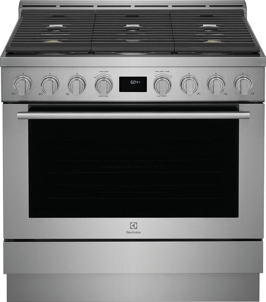 35-15/16 x 25-7/8 x 35-9/16 in. 18000 BTU 4.4 cu. ft. 6-Burner Gas Sealed Freestanding Range in Stainless Steel