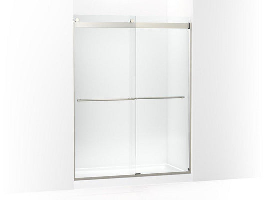 KOHLER Levity® 77-9/16 x 59-5/8 in. Frameless Sliding Shower Door in Anodized Brushed Nickel