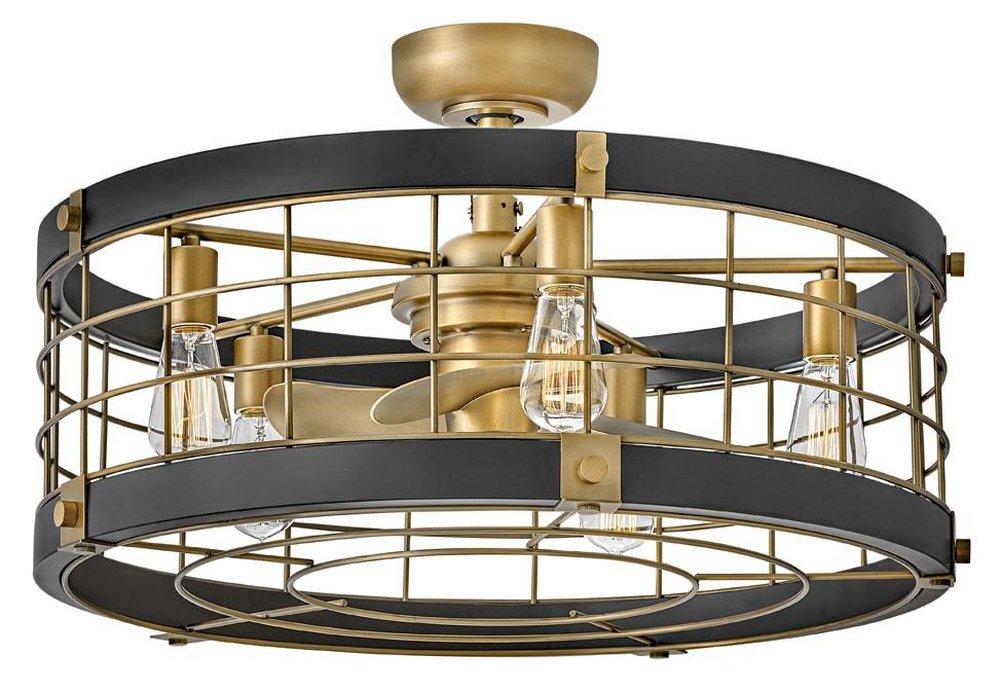 Hinkley Bryce 14 in. 3-Blade Indoor Ceiling Fan in Heritage Brass with Matte Black