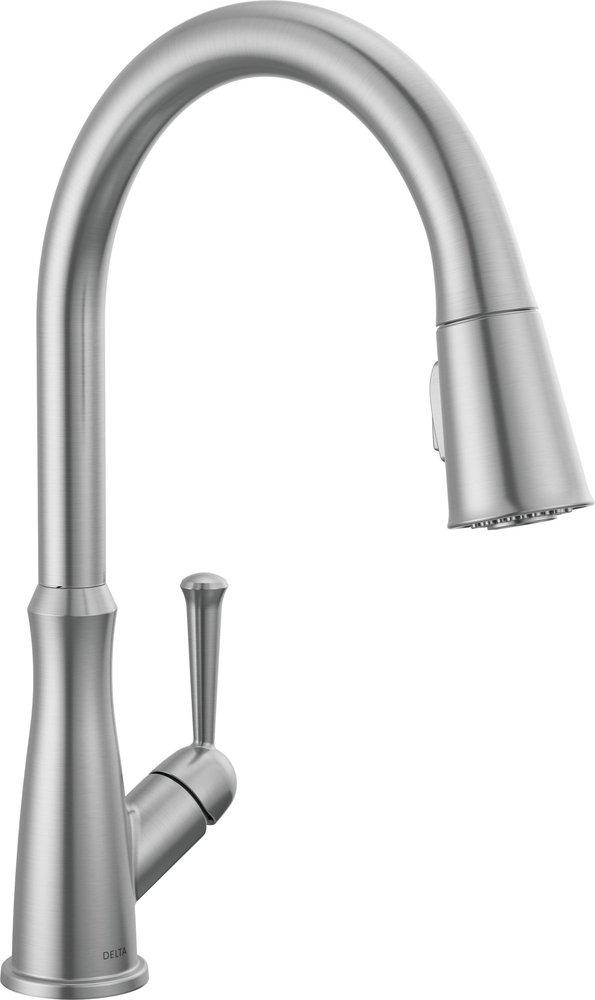 Delta Faucet Westville® Single Handle Pull Down Sprayer Kitchen Faucet in Arctic Stainless