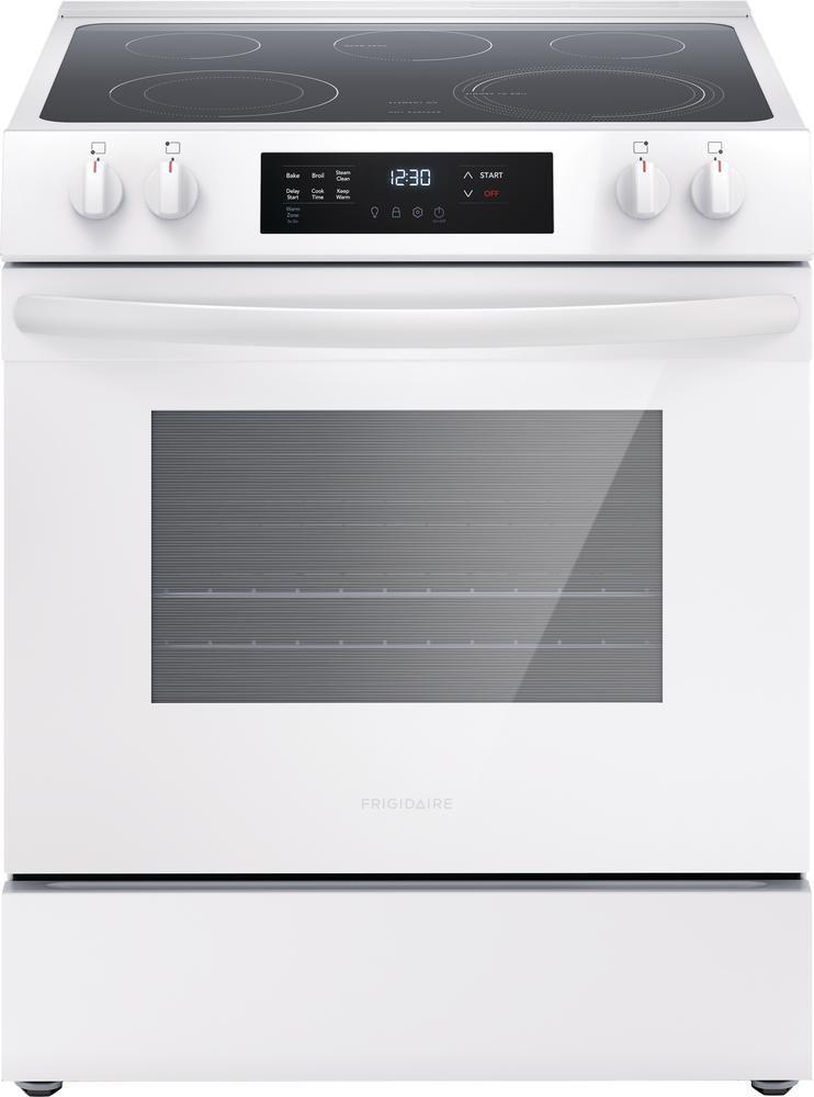 30 in. 5-Burner Electric Freestanding Range with Steam Clean in Black/Stainless Steel