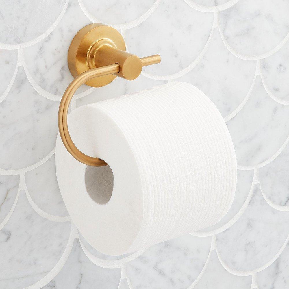 Signature Hardware Lexia Wall Mount Toilet Tissue Holder in Brushed Gold