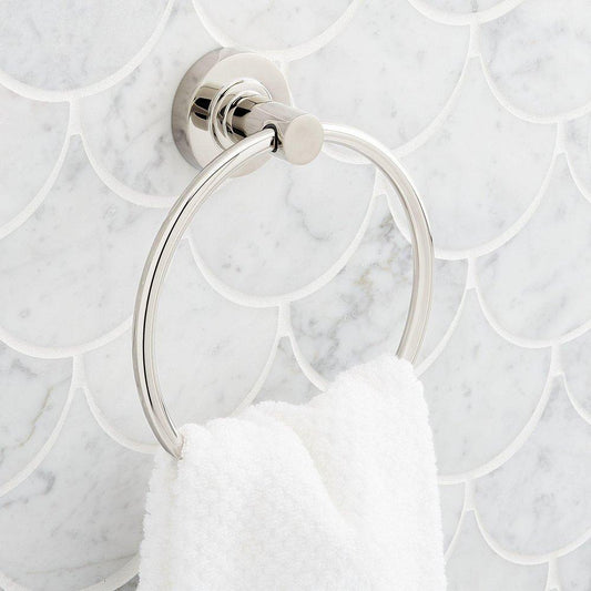 Signature Hardware Lexia Round Closed Towel Ring in Polished Nickel