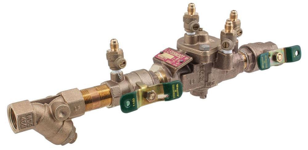 Watts Series LF009 3/4 in. Cast Copper Silicon Alloy FPT Reduced Pressure Zone Assembly with Quarter Turn Shutoff Valves, Strainer and Flood Sensor