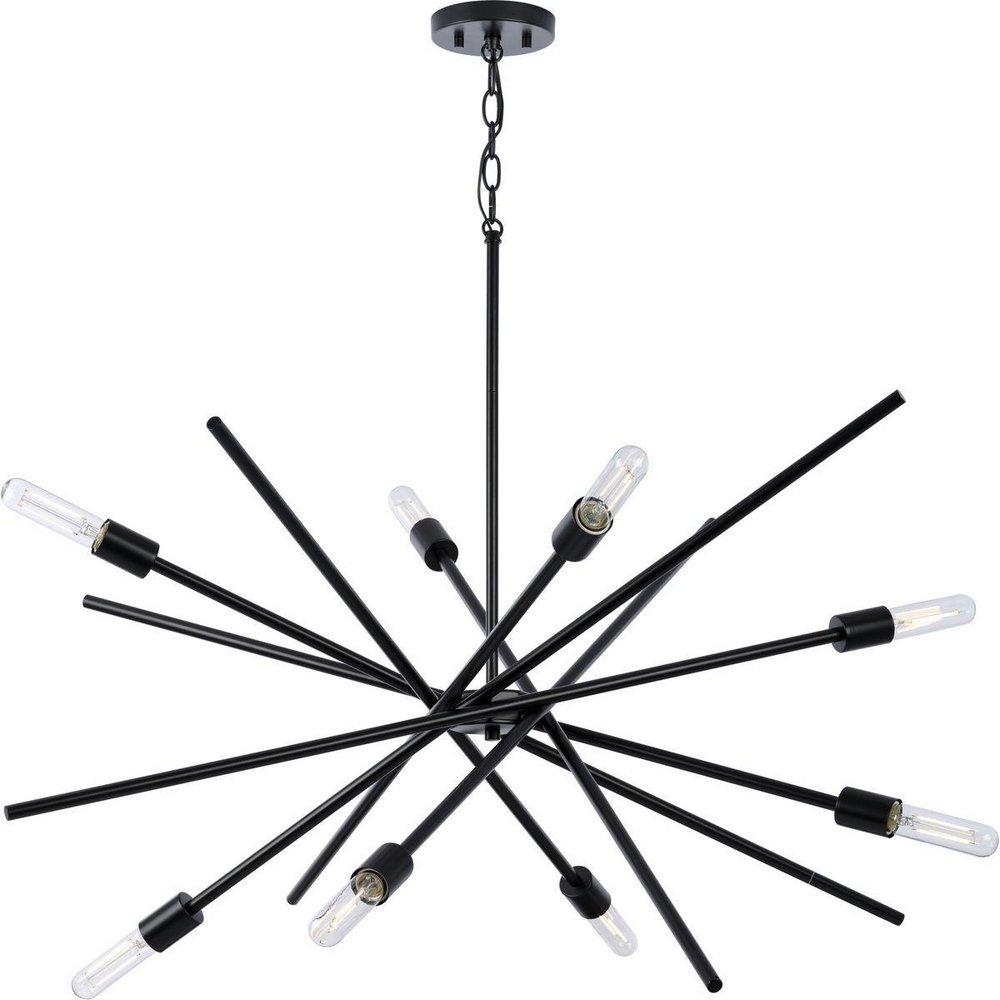 Progress Lighting Astra 77 in. 60W 8-Light 1-Tier Incandescent Chandelier in Matte Black