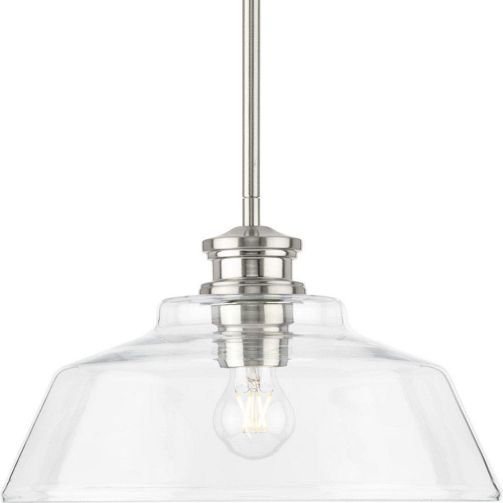Progress Lighting Singleton 60W 1-Light Medium E-26 LED Pendant Light in Brushed Nickel