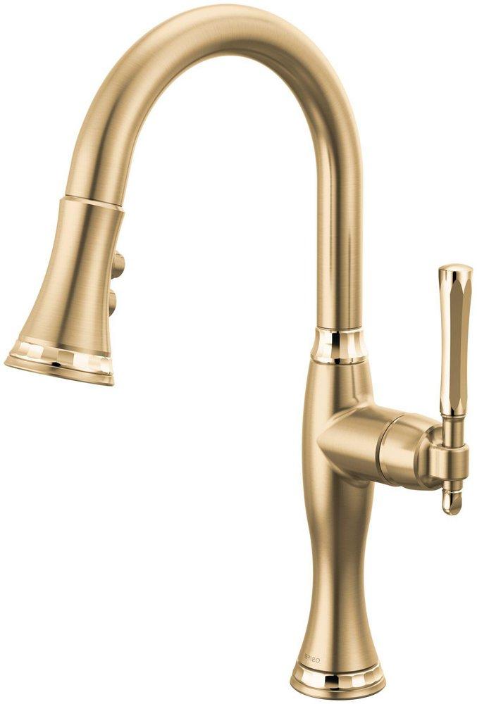 Brizo Tulham™ Single Handle Pull Down Bar Faucet in Brilliance® Luxe Gold® with Brilliance® Polished Gold