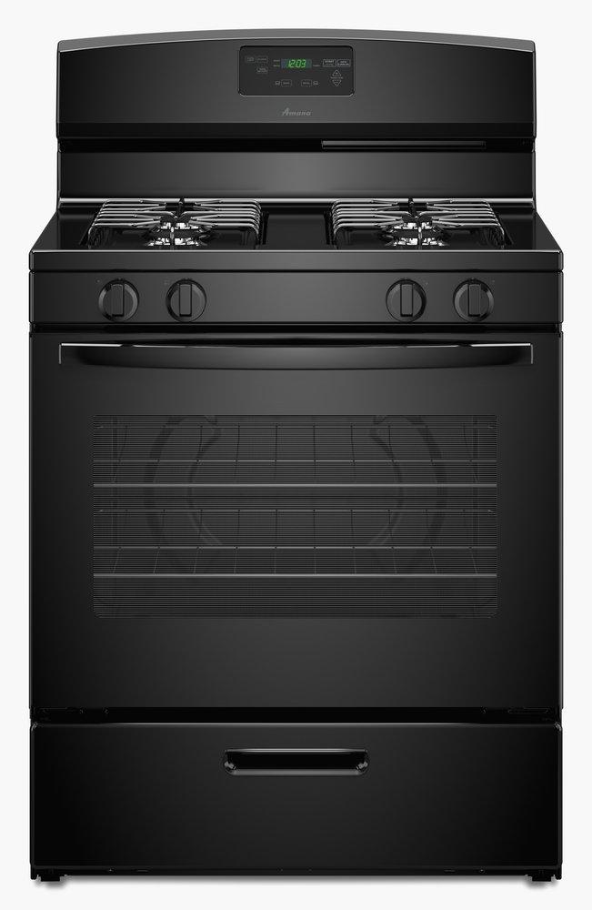 29-7/8 in. 5.1 cu. ft. 4-Burner 54500 BTU Sealed Gas Freestanding Range in Black