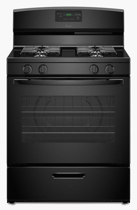 29-7/8 in. 5.1 cu. ft. 4-Burner 54500 BTU Sealed Gas Freestanding Range in Black