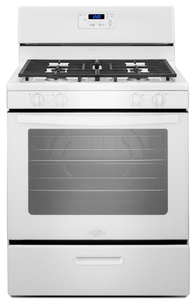 30 in. 4-Burner Gas Freestanding Range with Broiler Drawer in White