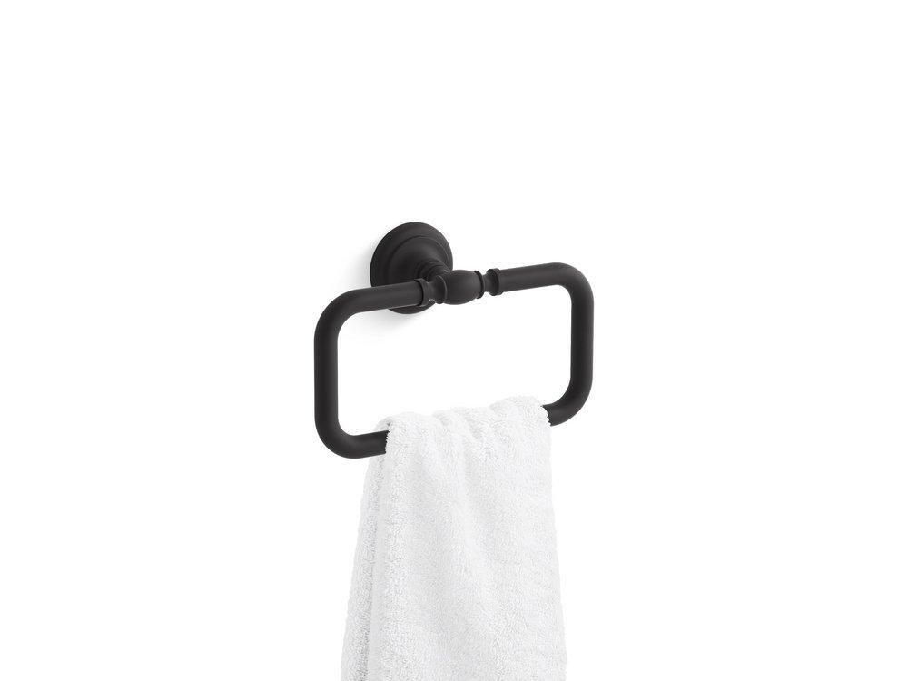 KOHLER Artifacts® Rectangular Closed Towel Ring in Matte Black