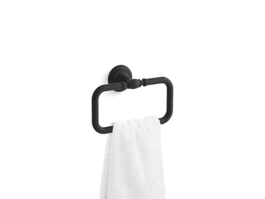 KOHLER Artifacts® Rectangular Closed Towel Ring in Matte Black