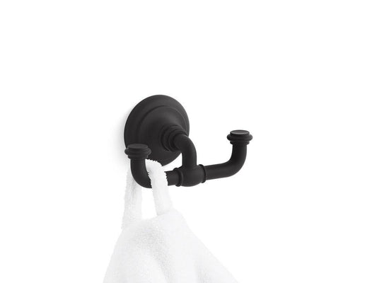KOHLER Artifacts® 2-Hook Robe Hook in Matte Black