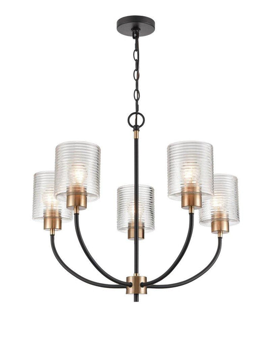 Millennium Lighting Renitta 5-Light Chandelier Ceiling Light in Matte Black Modern Gold