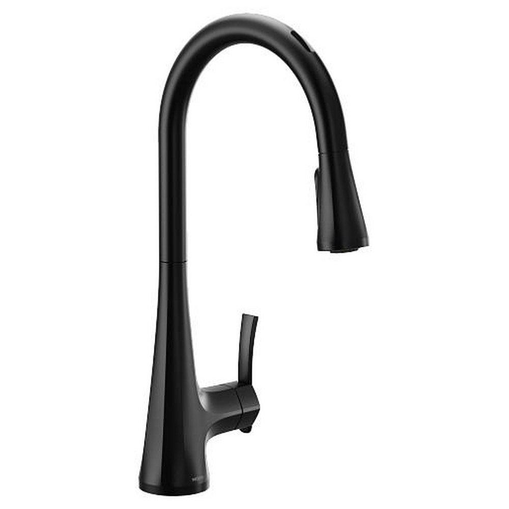Moen Sinema™ Single Handle Pull Down Touchless Kitchen Faucet with Voice Activation in Matte Black