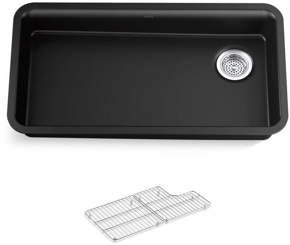 KOHLER Cairn® 33-1/2 in. Undermount Neoroc Single Bowl Kitchen Sink in Matte Black