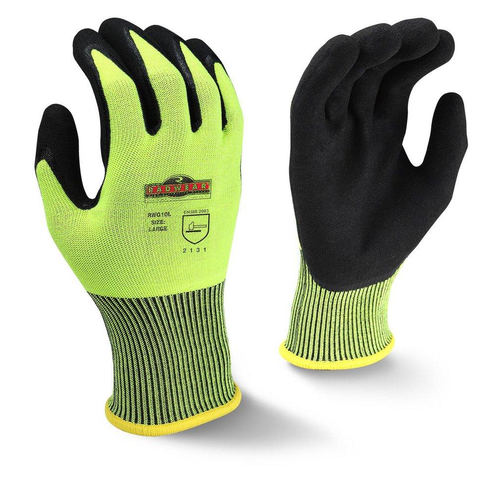 Radwear Radwear® Silver Series™ Size L 15 ga Knit and Dipped Foam Latex Plastic Reusable Gloves in Hi-Viz Green