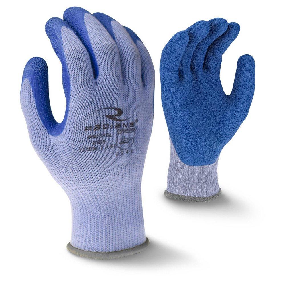 10G Crinkle Latex Palm Coated Gloves in Blue, XL