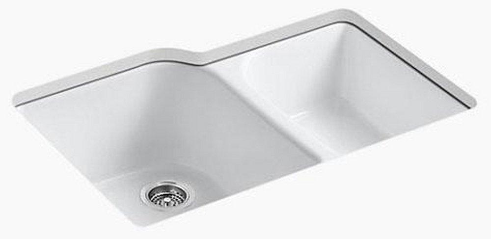 KOHLER Executive Chef™ 33 in. Undermount Cast Iron Double Bowl Kitchen Sink in White