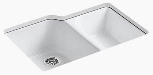 KOHLER Executive Chef™ 33 in. Undermount Cast Iron Double Bowl Kitchen Sink in White