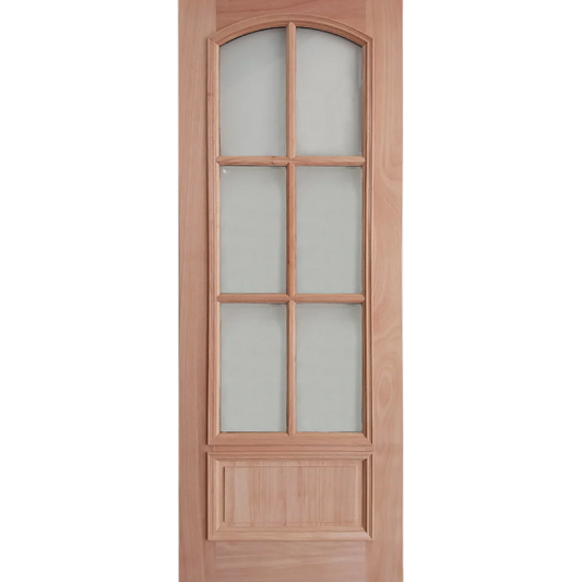 36x96 in. Exterior Mahogany Door Slab | Arched 6 Lite