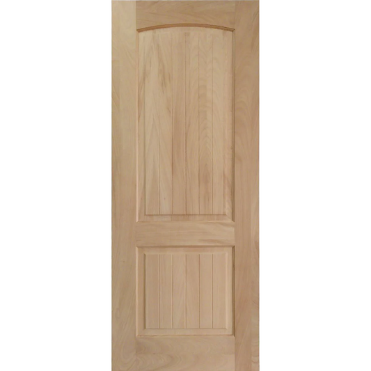 36x96 in. Exterior Mahogany Door Slab | Arched 2 Panel with Grooves