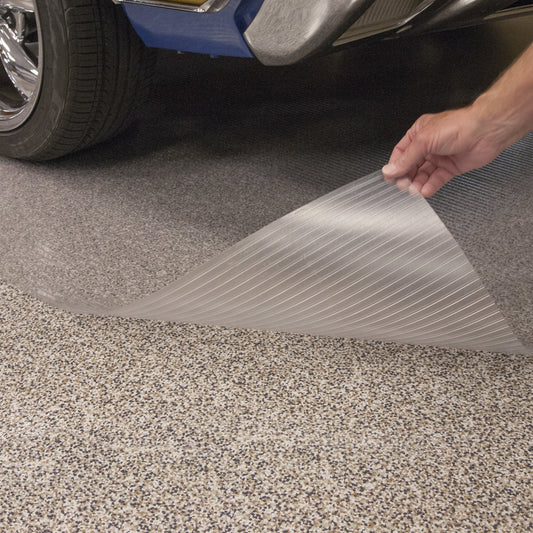 Epoxy Garage Floor Protector | Clear Ribbed Tread | G-Floor<sup>®</sup> Roll-Out Vinyl Flooring