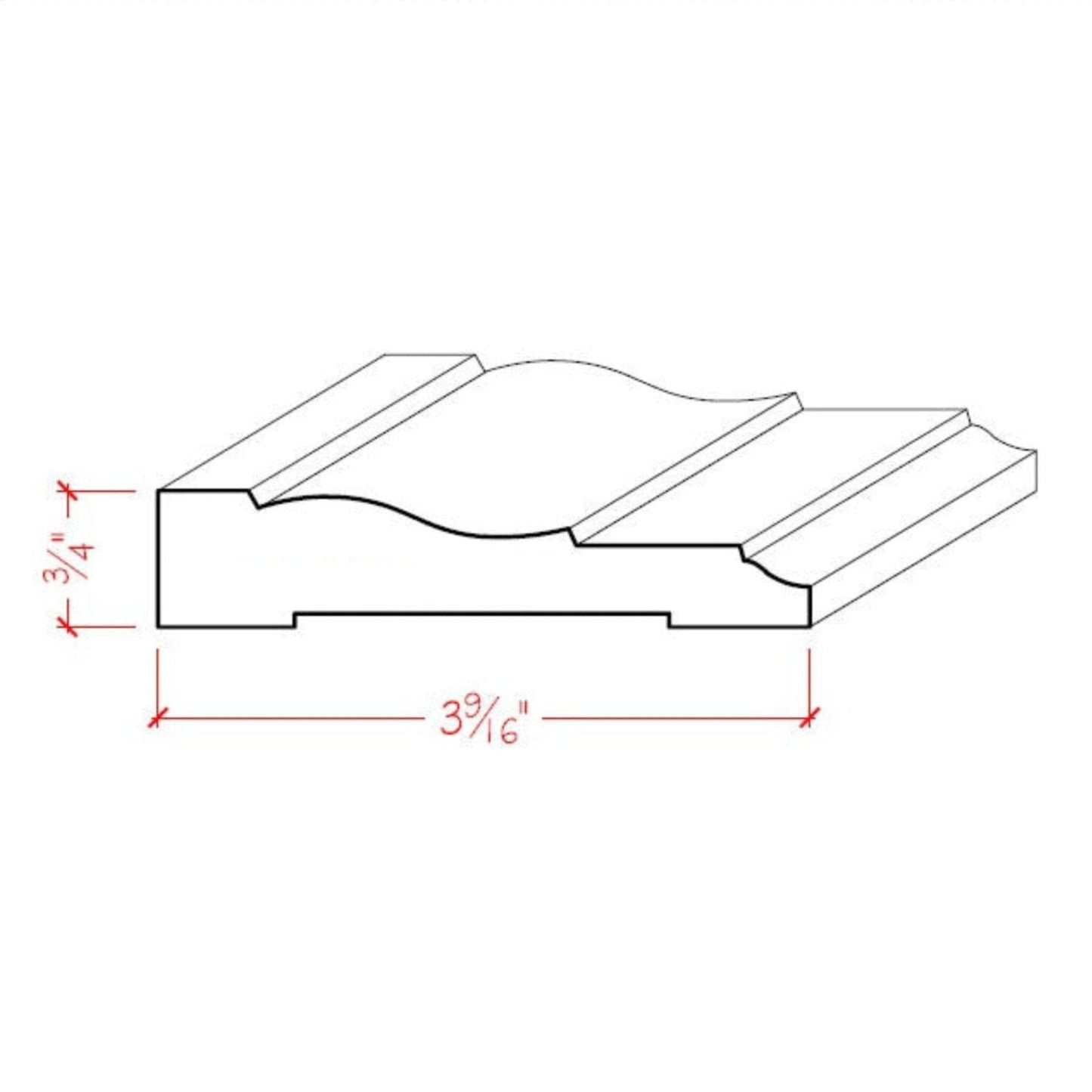 EWCA12 Colonial Casing 3-1/2" wide x 3/4" Trim. Unfinished Moulding