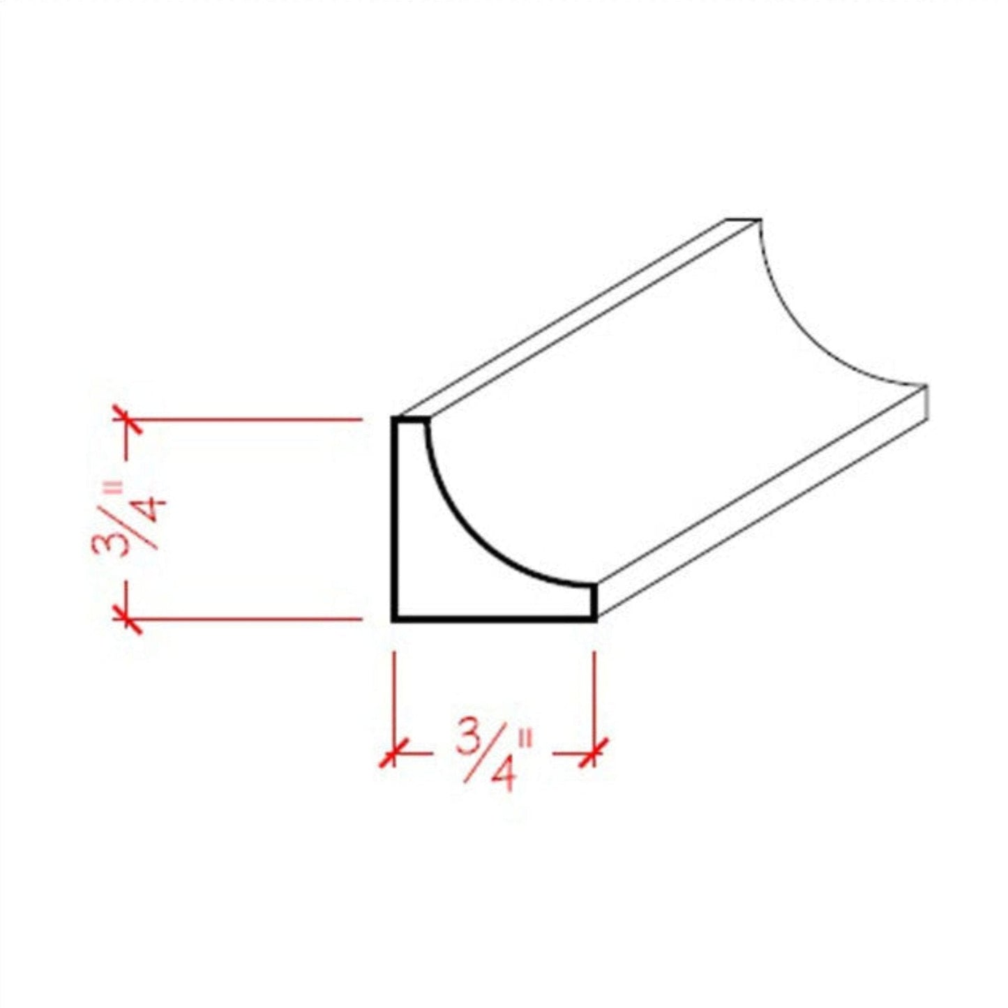 EWCC12 Cove Molding 3/4" x 3/4" Trim. Unfinished
