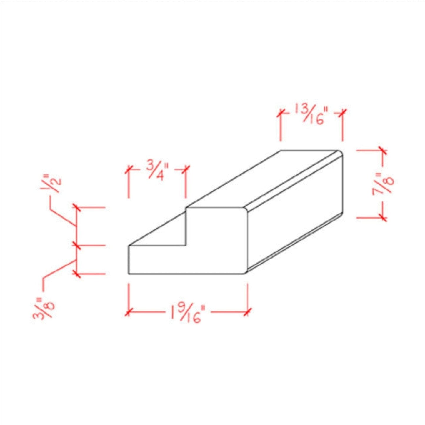 EWLR11 Kitchen Cabinet Light Rail 1-1/2" Wide x 7/8" Trim. Unfinished