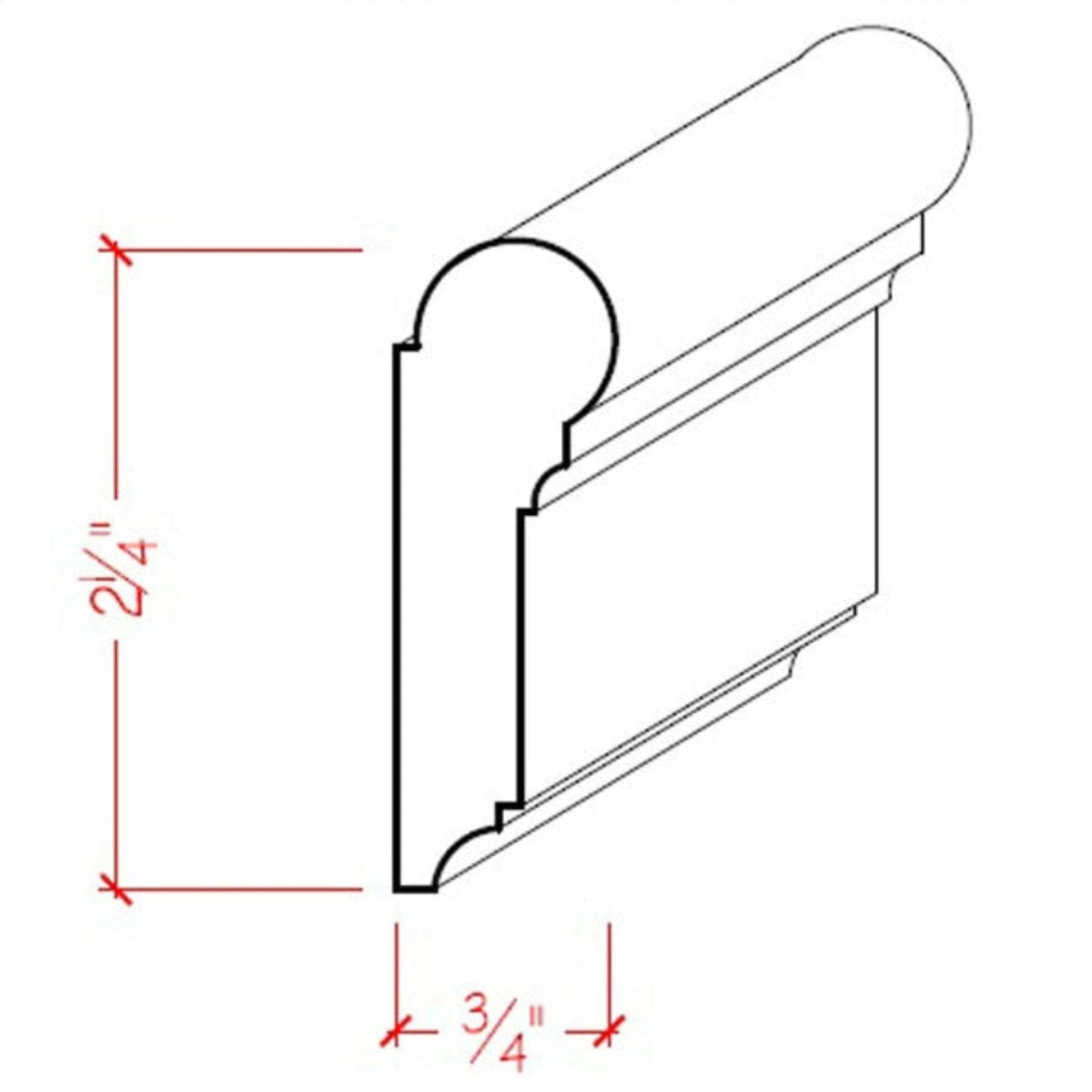 EWPC12 Picture Hanging Rail 2-1/4" Tall x 3/4" Moulding. Unfinished