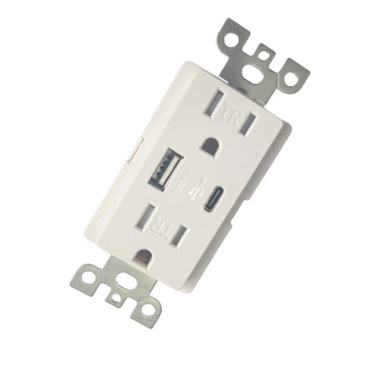 American Smart GFCI 2.1A Fast Charger USB & Type C Quick Multi Charger Wall Outlet Tamper Resistant USB Type C Socket Receptacle