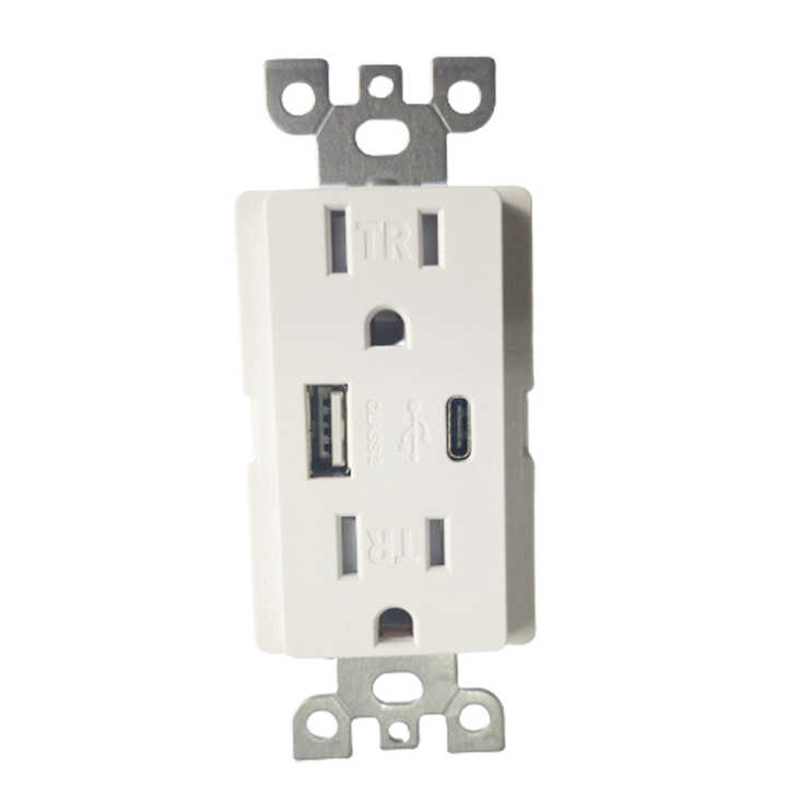 American Smart GFCI 2.1A Fast Charger USB & Type C Quick Multi Charger Wall Outlet Tamper Resistant USB Type C Socket Receptacle