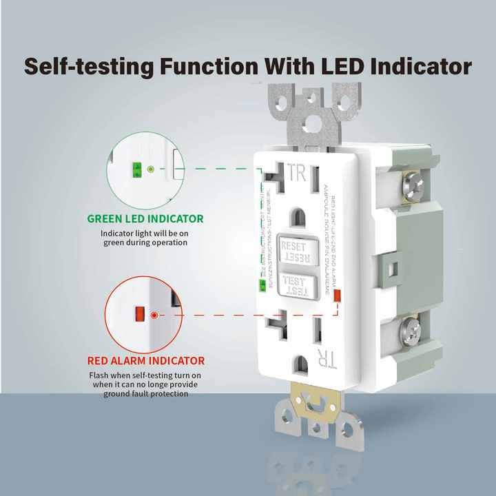 Free Samples 15A and 20A Wall Socket Switch LED Night Light Self Test GFCI Tamper Weather Resistant Wall Receptacle