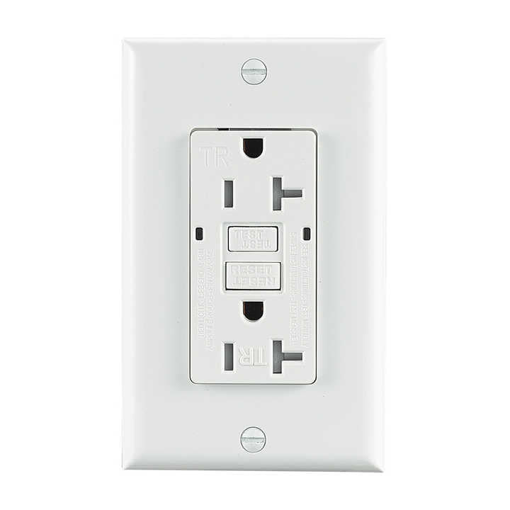 American Standard 125v 60hz 20 Amp White Color GFI Gfci Tamper Resistant Wall Outlet Universal Electrical Gfci Receptacle