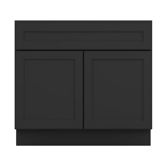 J&K Charcoal E2 Vanity Base Sink Door/False Drawer 36" W x 33" H x 21" D