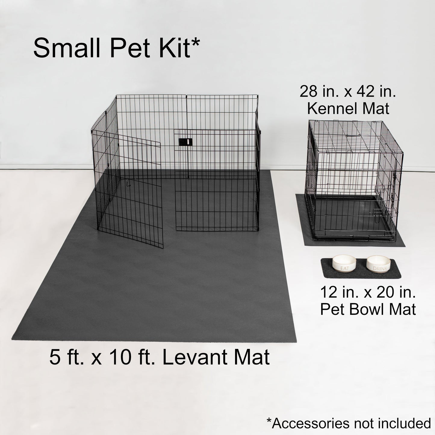 New Pet Parent Kit | 5' x 10' Mat, Kennel Mat, Pet Bowl Mat | G-Floor ® Pet Protective Flooring