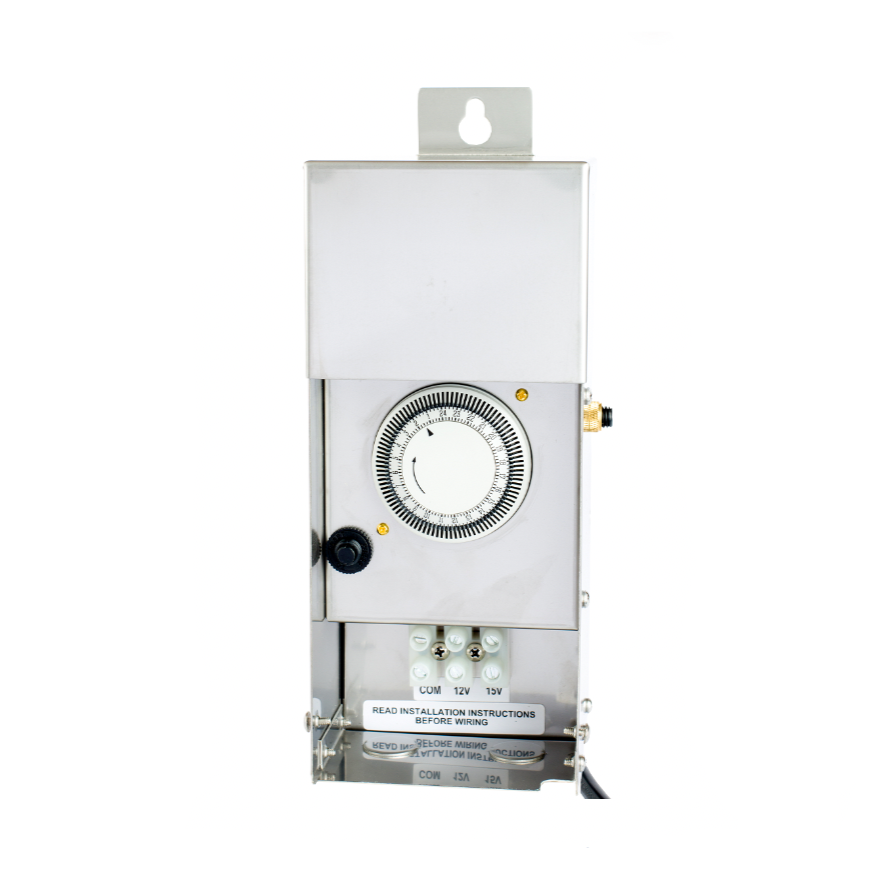 40-300W Black & Stainless Magnetic Low Voltage Transformer Built In Timer & Photocell