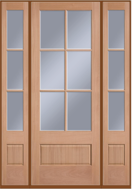 5/9x8/0 Exterior Mahogany Door 6 Lite with Sidelights with Panolock Multipoint Set