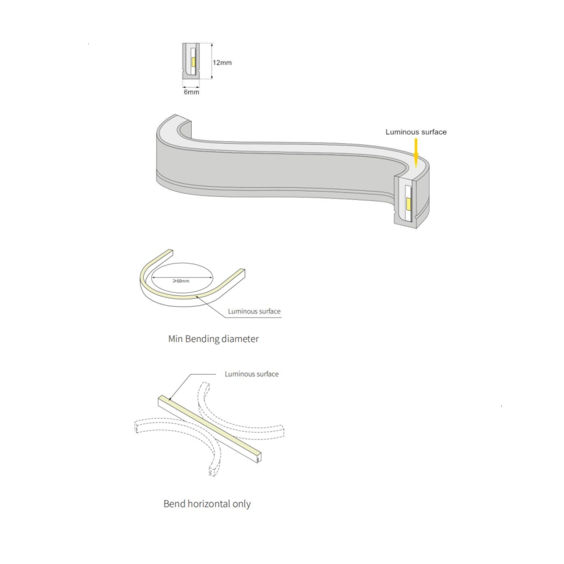 Neon Side Flex  0612 Strip Light 16.4' 12VAC