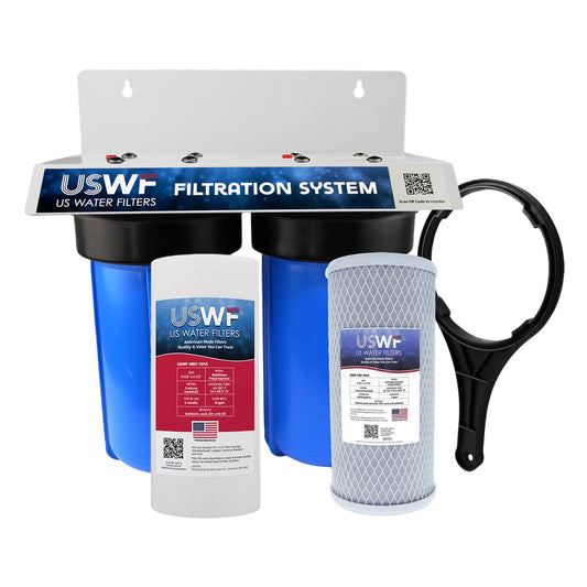 USWF Dual 10" 2-Stage CTO Whole House Filtration System – Sediment & Carbon
