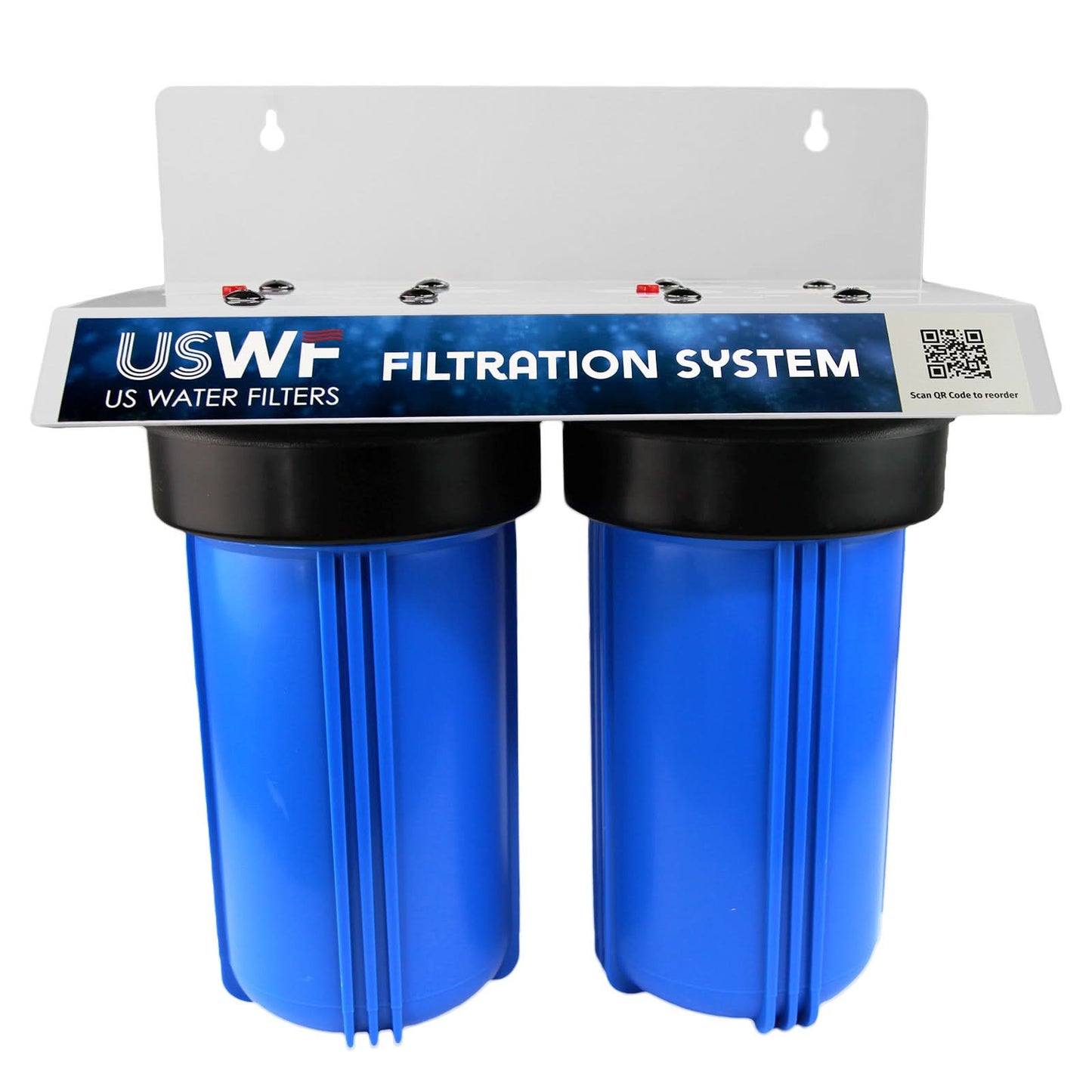 USWF 2-Stage Double Big Blue Whole House Filter Housing, 10", 3/4" NPT