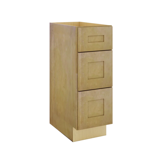 Modernform Cabinet Natural Shaker 12" W X 34 1/2" H X 21" D Vanity Base with 3 Drawers