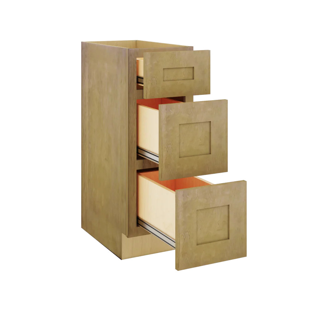 Modernform Cabinet Natural Shaker 12" W X 34 1/2" H X 21" D Vanity Base with 3 Drawers