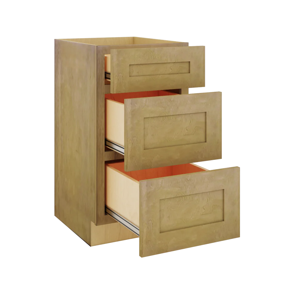 Modernform Cabinet Natural Shaker 18" W X 34 1/2" H X 21" D Vanity Base with 3 Drawers
