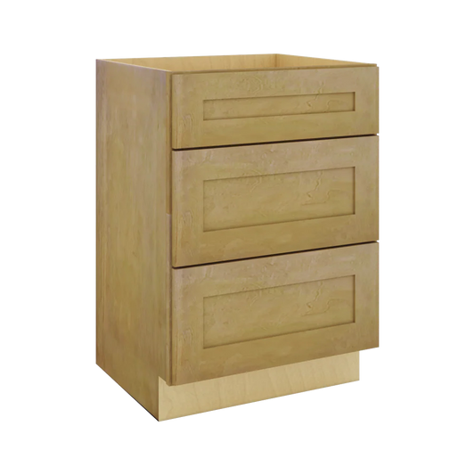 Modernform Cabinet Natural Shaker 24" W X 34 1/2" H X 21" D Vanity Base with 3 Drawers